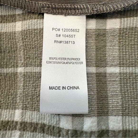 Doe & Rae Olive Tank Top with Plaid Detail - Picture 7 of 10